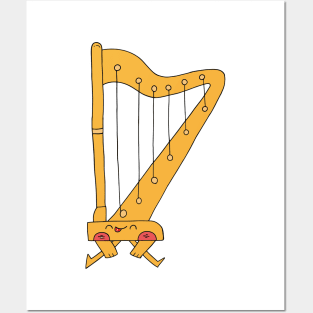 Funny Music Instrument Harp, Cute Harp for Harpist, Harpist Posters and Art